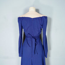 Load image into Gallery viewer, 70s DEEP BLUE ART DECO STYLE PONTE KNIT JERSEY DRESS - XS-S