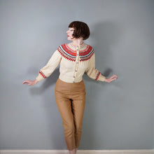 Load image into Gallery viewer, HANDKNITTED 50s / 60s SCANDINAVIAN / NORWEGIAN FAIRISLE CROPPED WOOL CARDIGAN - S