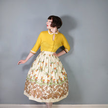 Load image into Gallery viewer, 50s AUSTUMNAL FLORAL DANDELION PALE YELLOW FULL SKIRT - 28&quot;