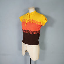 Load image into Gallery viewer, 40s style HANDKNITTED COLOURBLOCK JUMPER WITH BOW NECK - S-M