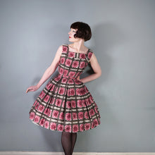 Load image into Gallery viewer, 60s ASCOT MODEL BROWN AND PINK FLORAL PRINT COTTON DAY DRESS - S
