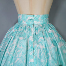 Load image into Gallery viewer, 50s BLUE GREEN SCENIC VENICE BORDER PRINT NOVELTY SKIRT - 27&quot;