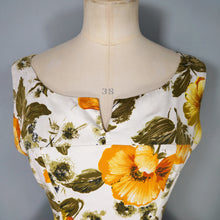 Load image into Gallery viewer, 60s AUTUMNAL YELLOW AND ORANGE FLORAL DRESS WITH PETTICOAT - S