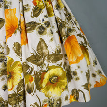 Load image into Gallery viewer, 60s AUTUMNAL YELLOW AND ORANGE FLORAL DRESS WITH PETTICOAT - S