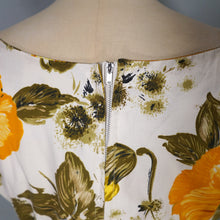 Load image into Gallery viewer, 60s AUTUMNAL YELLOW AND ORANGE FLORAL DRESS WITH PETTICOAT - S