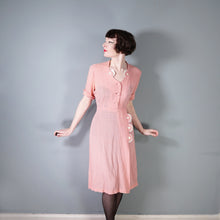 Load image into Gallery viewer, 40s SOFT BALLET PINK TEA DRESS WITH SCALLOP AND BUTTON DETAIL - L / volup