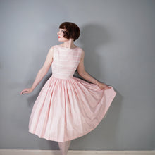 Load image into Gallery viewer, 50s PASTEL PINK FULL SKIRTED DRESS WITH PIN TUCKS AND LACE - S