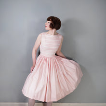Load image into Gallery viewer, 50s PASTEL PINK FULL SKIRTED DRESS WITH PIN TUCKS AND LACE - S