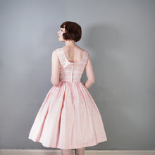 Load image into Gallery viewer, 50s PASTEL PINK FULL SKIRTED DRESS WITH PIN TUCKS AND LACE - S