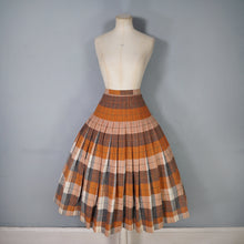 Load image into Gallery viewer, 50s SPORTRITE &quot;IN&#39;N OUTER&quot; REVERSIBLE PUMPKIN AND GREY TARTAN WOOL PLEATED SKIRT - 28-29&quot;