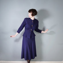 Load image into Gallery viewer, 40s KAHN OF MINNEAPOLIS 3 PIECE FINE PONTE WOOL SUIT / DRESS SET WITH CHAIN BUTTONS - S