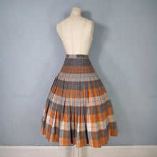 Load image into Gallery viewer, 50s SPORTRITE &quot;IN&#39;N OUTER&quot; REVERSIBLE PUMPKIN AND GREY TARTAN WOOL PLEATED SKIRT - 28-29&quot;