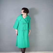 Load image into Gallery viewer, 50s 60s JOSEPH STEIN "PROMENADE" HAND TAILORED GREEN SWING COAT - M