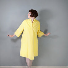 Load image into Gallery viewer, 60s FLOBERT BRIGHT YELLOW FUZZY HAIRED ROBE COAT WITH SATIN BELT - S-M
