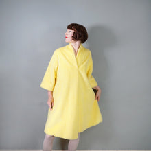 Load image into Gallery viewer, 60s FLOBERT BRIGHT YELLOW FUZZY HAIRED ROBE COAT WITH SATIN BELT - S-M