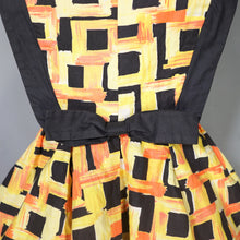 Load image into Gallery viewer, 50s YELLOW AND BLACK PRINT SKIRTED COTTON SWIM DRESS / SUMMER TOP - S