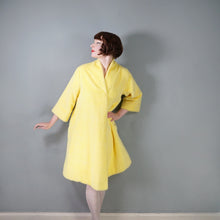 Load image into Gallery viewer, 60s FLOBERT BRIGHT YELLOW FUZZY HAIRED ROBE COAT WITH SATIN BELT - S-M