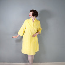 Load image into Gallery viewer, 60s FLOBERT BRIGHT YELLOW FUZZY HAIRED ROBE COAT WITH SATIN BELT - S-M