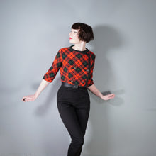 Load image into Gallery viewer, 60s FRENCH CROPPED RED TARTAN PLAID WOOL JACKET - M