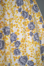 Load image into Gallery viewer, 50s ALICE EDWARDS YELLOW AND BLUE-GREY ROSE PRINT COTTON DRESS - M