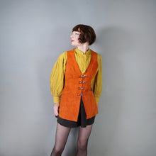 Load image into Gallery viewer, 60s PUMPKIN ORANGE SUEDE WAISTCOAT / GILET DRESS WITH BUCKLES - S
