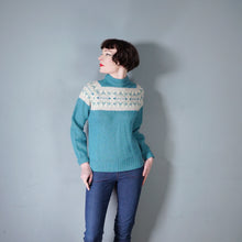 Load image into Gallery viewer, 80s PITLOCHRY SHETLAND LIGHT TEAL WOOL FAIRISLE JUMPER - M