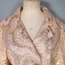 Load image into Gallery viewer, 60s "CALIFORNIA" GOLD AND PASTEL PINK METALLIC MAXI COAT - M