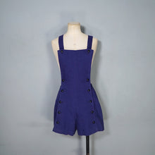Load image into Gallery viewer, 50s BLUE JANTZEN PINAFORE SHORTS / ROMPER WITH BUTTONED FRONT - S