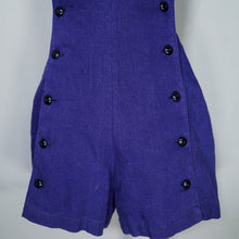 Load image into Gallery viewer, 50s BLUE JANTZEN PINAFORE SHORTS / ROMPER WITH BUTTONED FRONT - S