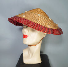 Load image into Gallery viewer, 50s STRAW CONICAL PLATTER HOLIDAY / SUMMER SUN HAT