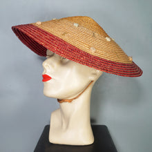 Load image into Gallery viewer, 50s STRAW CONICAL PLATTER HOLIDAY / SUMMER SUN HAT