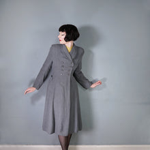 Load image into Gallery viewer, 40s GREY FIT AND FLARE LIGHTWIGHT DOUBLE BREASTED WOOL COAT - S