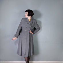 Load image into Gallery viewer, 40s GREY FIT AND FLARE LIGHTWIGHT DOUBLE BREASTED WOOL COAT - S