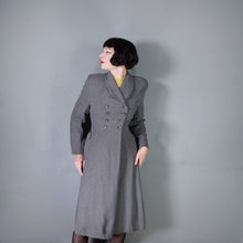 Load image into Gallery viewer, 40s GREY FIT AND FLARE LIGHTWIGHT DOUBLE BREASTED WOOL COAT - S