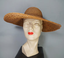 Load image into Gallery viewer, 40s HANDPAINTED EXTRA WIDE RIM STRAW HOLIDAY / SUMMER SUN HAT