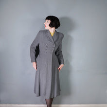 Load image into Gallery viewer, 40s GREY FIT AND FLARE LIGHTWIGHT DOUBLE BREASTED WOOL COAT - S