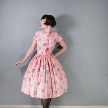 Load image into Gallery viewer, 50s PINK HORROCKSES FASHIONS X-STITCH PRINT DRESS WITH LACE UP DETAIL - XS