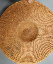Load image into Gallery viewer, 40s HANDPAINTED EXTRA WIDE RIM STRAW HOLIDAY / SUMMER SUN HAT
