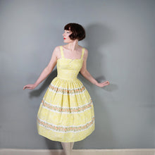Load image into Gallery viewer, 50s HORROCKSES FASHIONS YELLOW FLORAL FULL SKIRTED DRESS AND BOLERO - XS