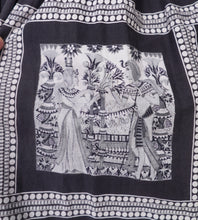 Load image into Gallery viewer, 50s BLACK, GREY AND WHITE EGYPTIAN NOVELTY PRINT SKIRT - 25"