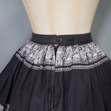 Load image into Gallery viewer, 50s BLACK, GREY AND WHITE EGYPTIAN NOVELTY PRINT SKIRT - 25"