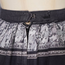 Load image into Gallery viewer, 50s BLACK, GREY AND WHITE EGYPTIAN NOVELTY PRINT SKIRT - 25"