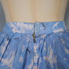 Load image into Gallery viewer, 50s LIGHT BLUE SCENIC SAIL BOAT HARBOUR PRINT NOVELTY FULL SKIRT - 25"