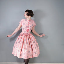 Load image into Gallery viewer, 50s PINK HORROCKSES FASHIONS X-STITCH PRINT DRESS WITH LACE UP DETAIL - XS