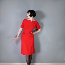 Load image into Gallery viewer, 50s / 60s SUE BRETT RED SOFT WOOL FITTED WIGGLE DRESS - M