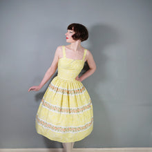 Load image into Gallery viewer, 50s HORROCKSES FASHIONS YELLOW FLORAL FULL SKIRTED DRESS AND BOLERO - XS