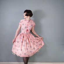 Load image into Gallery viewer, 50s PINK HORROCKSES FASHIONS X-STITCH PRINT DRESS WITH LACE UP DETAIL - XS