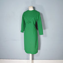 Load image into Gallery viewer, 60s PEA GREEN WOOL FITTED SHIFT DRESS - M