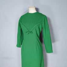 Load image into Gallery viewer, 60s PEA GREEN WOOL FITTED SHIFT DRESS - M