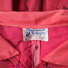 Load image into Gallery viewer, 50s PINK RED ALICE EDWARDS ROSE PRINT FLORAL FULL SKIRTED DRESS - S-M / petite